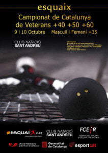 ESQUAIX – 9 I 10 OCTUBRE – CAMPIONAT DE CATALUNYA DE VETERANS +40 +50 +60 I FEMENÍ +35 – CLUB NATACIÓ SANT ANDREU